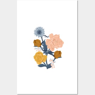 Blush + Gold Flowers on White Posters and Art